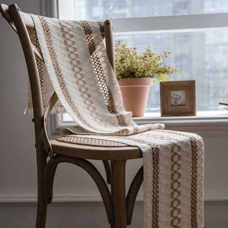 Khăn Trải Bàn Bằng Cotton Phối Tua Rua Phong Cách Bohemian Độc Đáo Trang Trí Nhà Cửa/ Khách Sạn/ Tiệc Cưới