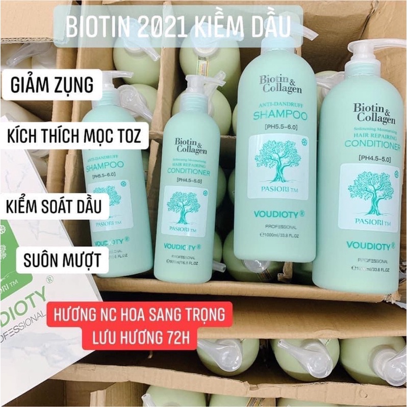 Cặp Dầu Gội Xả Biotin Collagen Trắng 500-1000ml Chính Hãng, Giảm Rụng Tóc, Chăm Sóc Tóc Hư Tổn