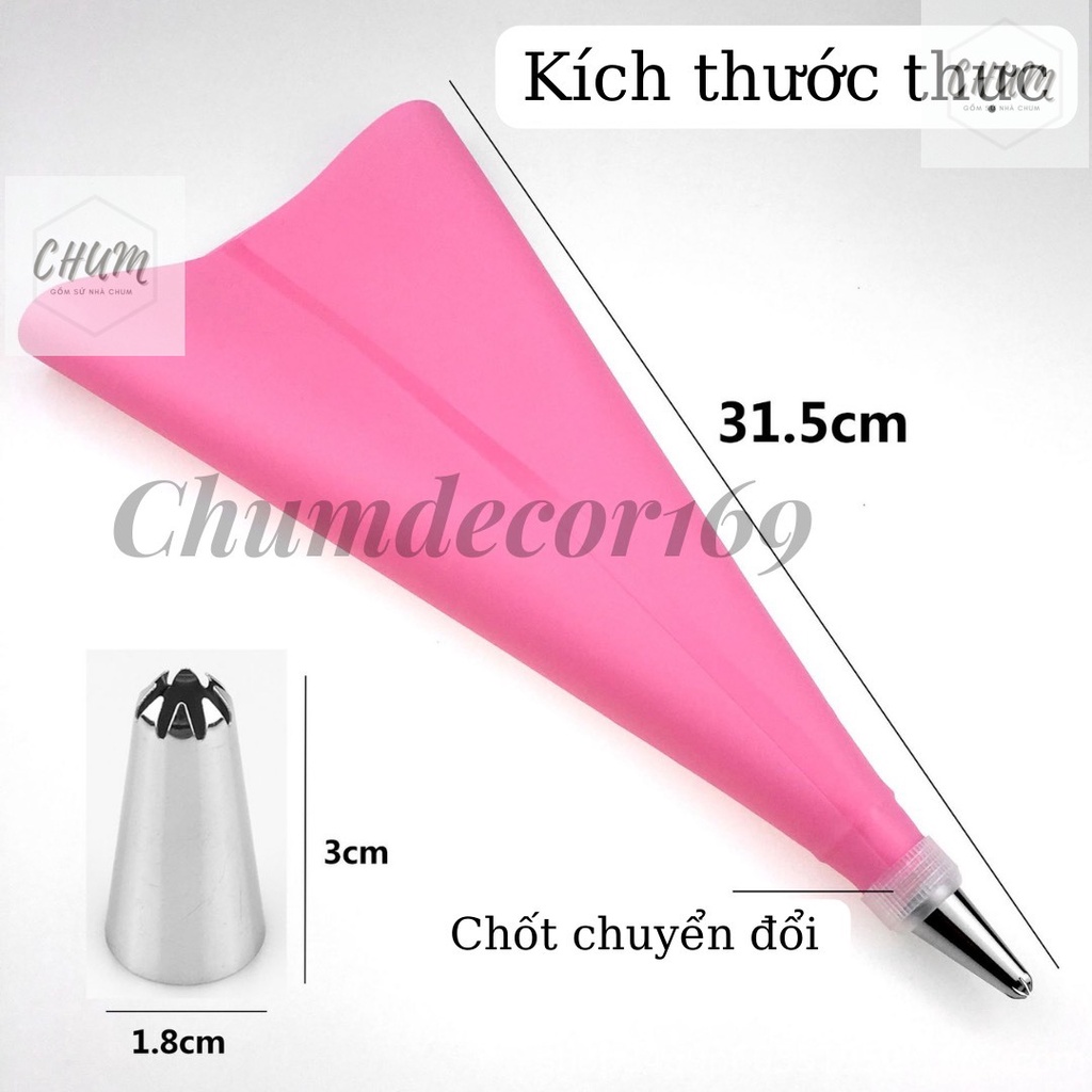 Túi Bóp Kem Tạo Hình Có Kèm 6 Đầu Tạo Hình xA1