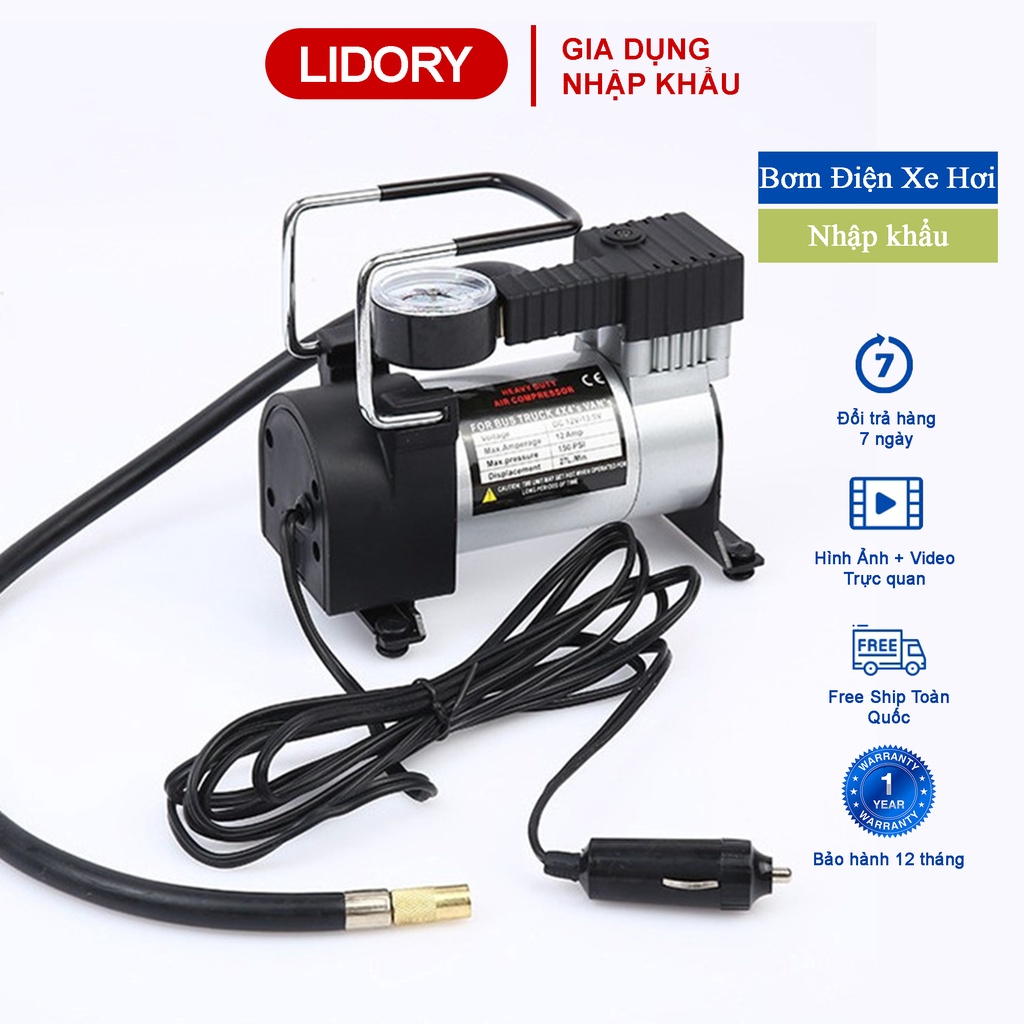 Bơm Hơi Điện Ôtô Xe Máy Mini 12V 💢 FREESHIP 💢Bơm Siêu Khỏe, Kích Thước Nhỏ Gọn Tiện Lợi