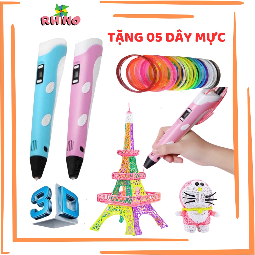 Bút Vẽ 3D Sợi Filament PLA màn hình LED cao cấp an toàn tuyệt đối, Bút 3D thông minh cho bé sáng tạo [ TẶNG 5 DÂY MỰC ]