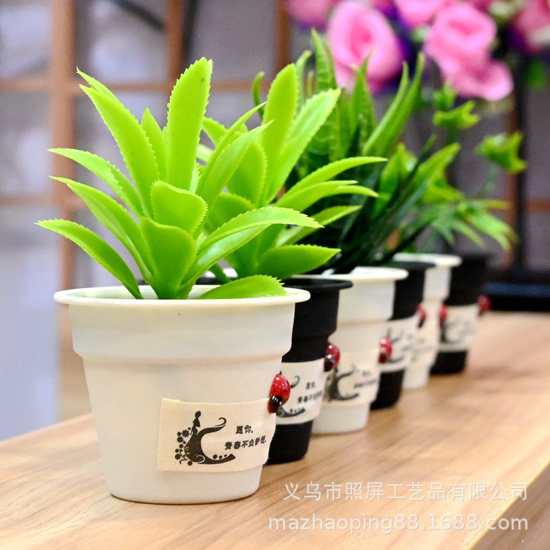 Cắm sẵn - Chậu hoa hồng trà cao cấp NHÀ MIN  - Hoa phăng giả trang trí