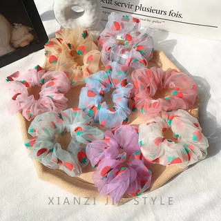 [SC2] Sỉ 10 dây tóc vải scrunchies quả dâu nhiều màu