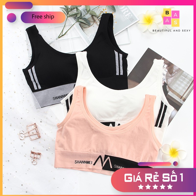 Áo bra croptop phối sọc, áo tập Gym, Yoga BAS029