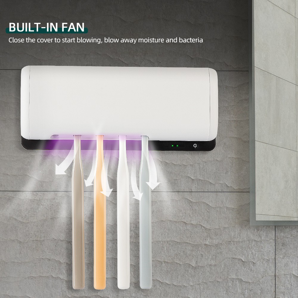 Giá Đỡ Bàn Chải Đánh Răng Gắn Tường Bằng Tia UV Khử Trùng Đa Năng Tiện Dụng