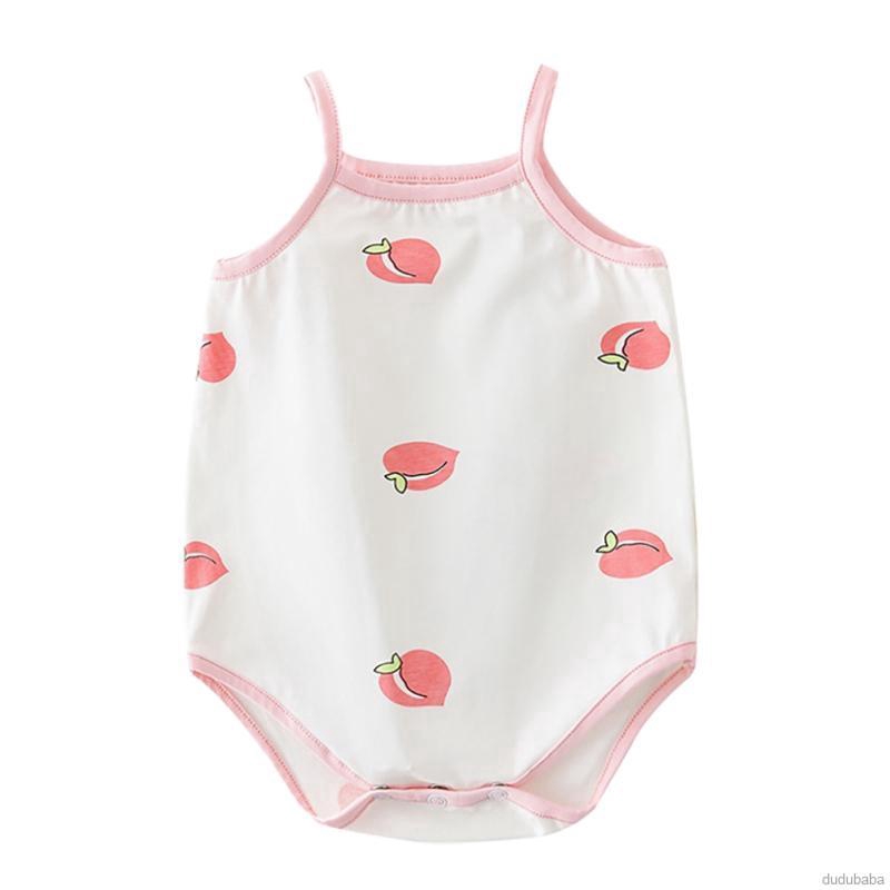 Áo liền quần cotton kiểu sát nách in hình Anpanman/ đào/ vịt xinh xắn dành cho bé