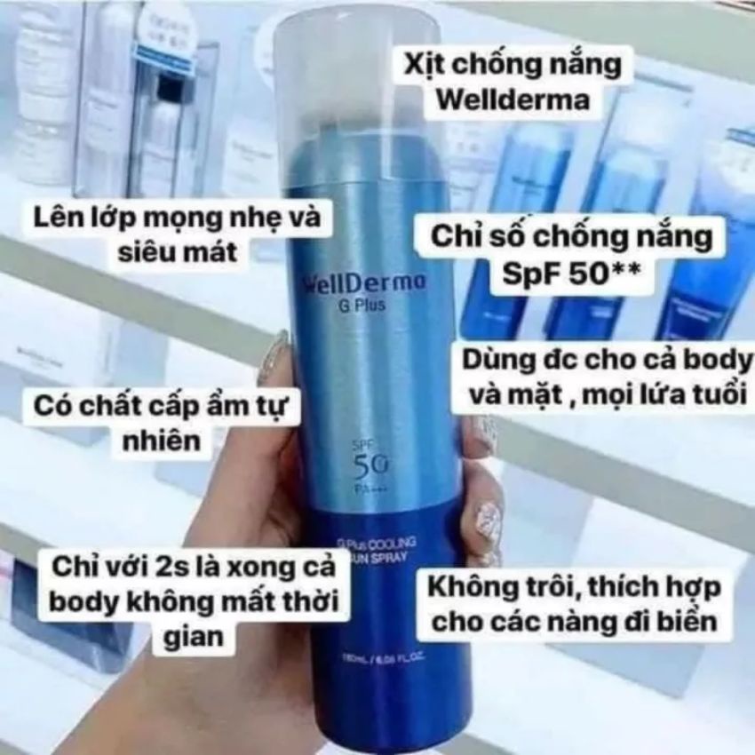 [Hàng auth] Xịt chống nắng wellderma cho body trắng da hàn quốc chính hãng