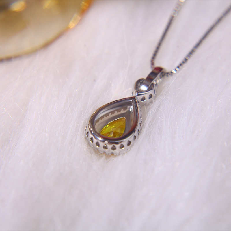 Dây Chuyền Bạc Mặt Hình Giọt Nước Kim Cương Tinh Tế Sang Trọng