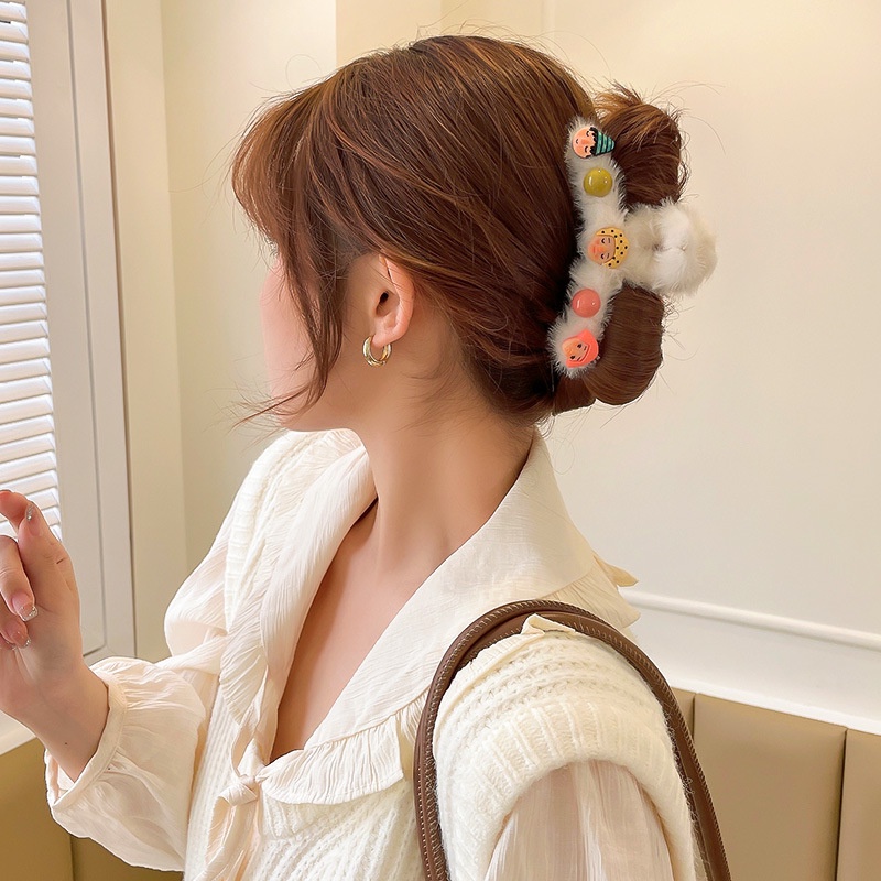 Kẹp tóc lông nhung kiểu Hàn Quốc dễ thương thời trang thu đông cho nữ