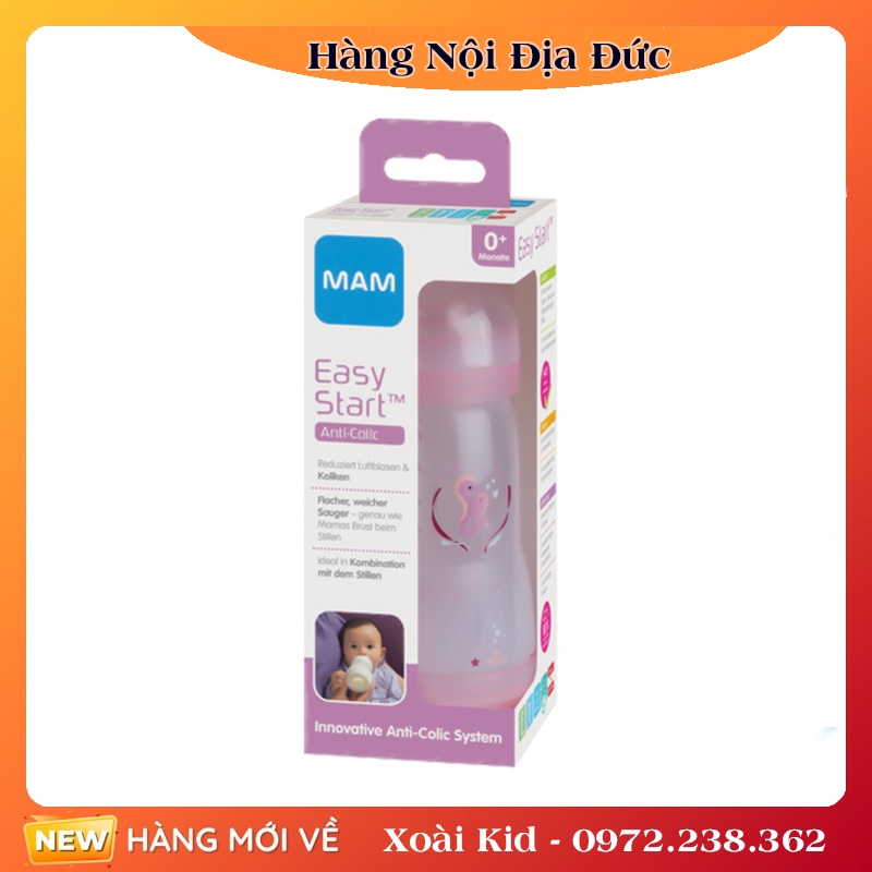 [Hàng nội địa Đức] Bình sữa Mam Đức size 160ml chống đầy hơi, chống sặc cho bé