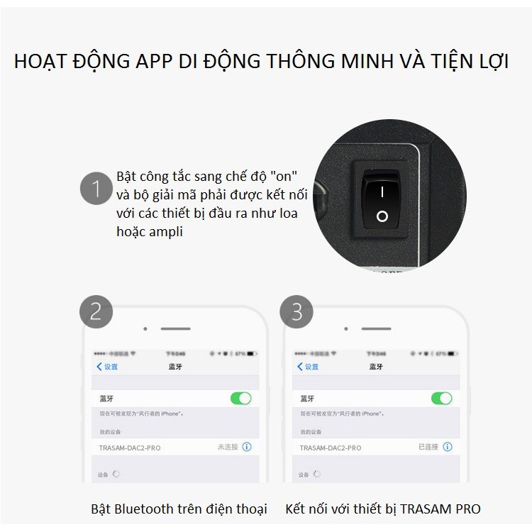 Bộ Dac Giải Mã Âm Thanh Không Dây Bluetooth Chất Lượng Cao Trasam Dac2 Pro