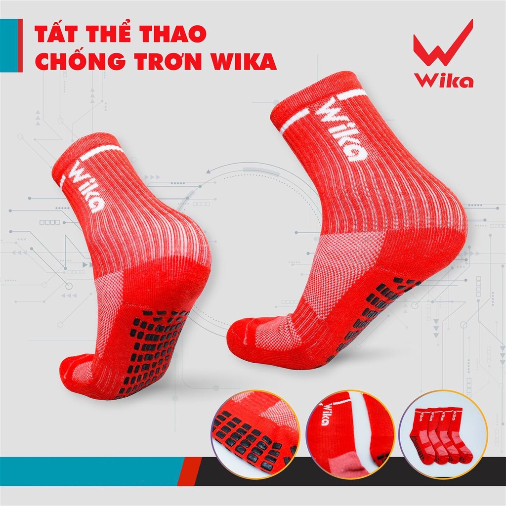 Tất Bóng Đá Chống Trơn Wika Chất Cotton Co Giãn Tốt, Thấm Hút Mồ Hôi, Thoải Mái Khi Sử Dụng