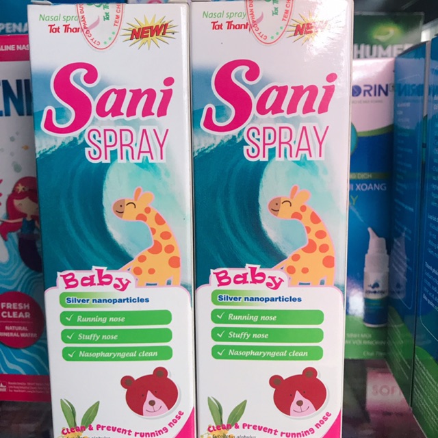 ✅Xịt mũi sani spray baby tất thành nước muối biển sâu ( an toàn cho trẻ sơ sinh )