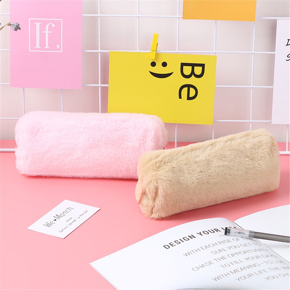 Cute Plush Japanese Large-capacity Student Ins Pencil Case New Popular Plush Stationery Bag