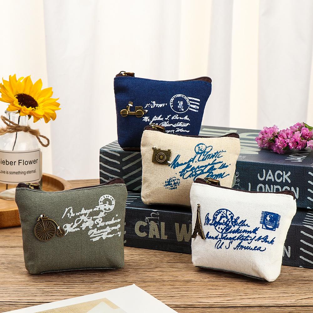 ♫DAPHNE♫ Canvas Coin Purse Retro Mini Coin Pouch Mini Wallet Cute Clutch Bag Classic Hot Key Bag