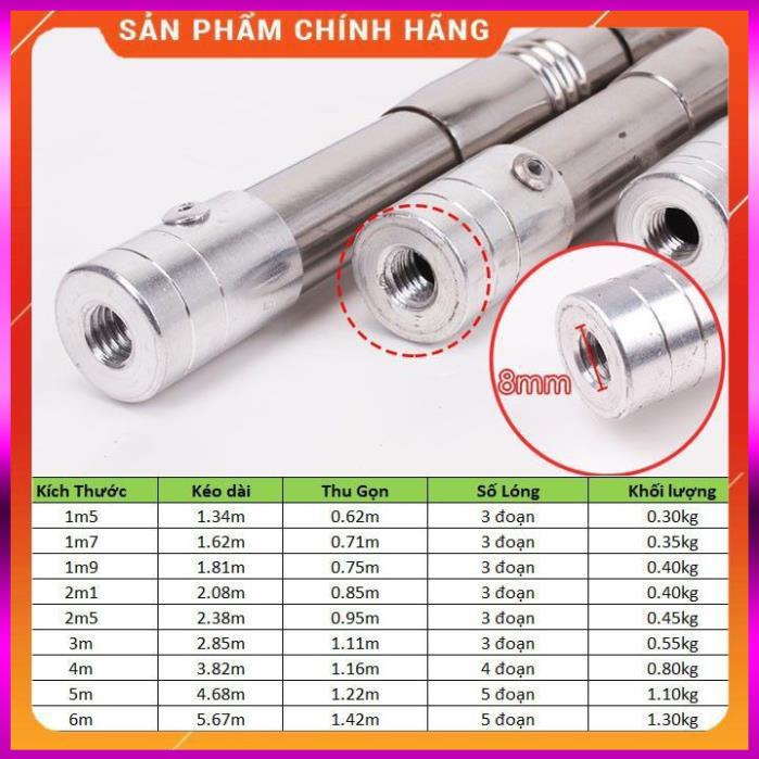 [Tặng 1 Túi Bổi + Móc] Sào Bẫy Chim, Sào Rút Inox Đa Năng Dài 1m5 3m 5m 6m 7m