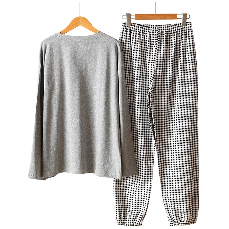 Đồ bộ nữ mặc nhà Dài Tay Quần Ống Rộng Kẻ Caro Bo Gấu, Bộ Pyjama Nữ Dài tay Nikendo CO4