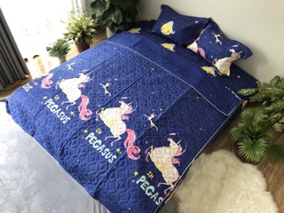Bộ chăn ga gối poly chần bông