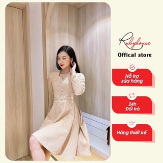 Váy dạ Tweed cổ lượn sóng Ruby House tiểu thư, sang trọng - 3072