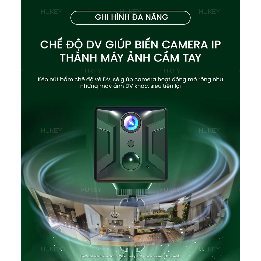 Camera quan sát Hukey Vision 4G, gắn sim 4G siêu nét FullHD 1080P quan sát từ xa qua điện thoại, cảm biến nhiệt