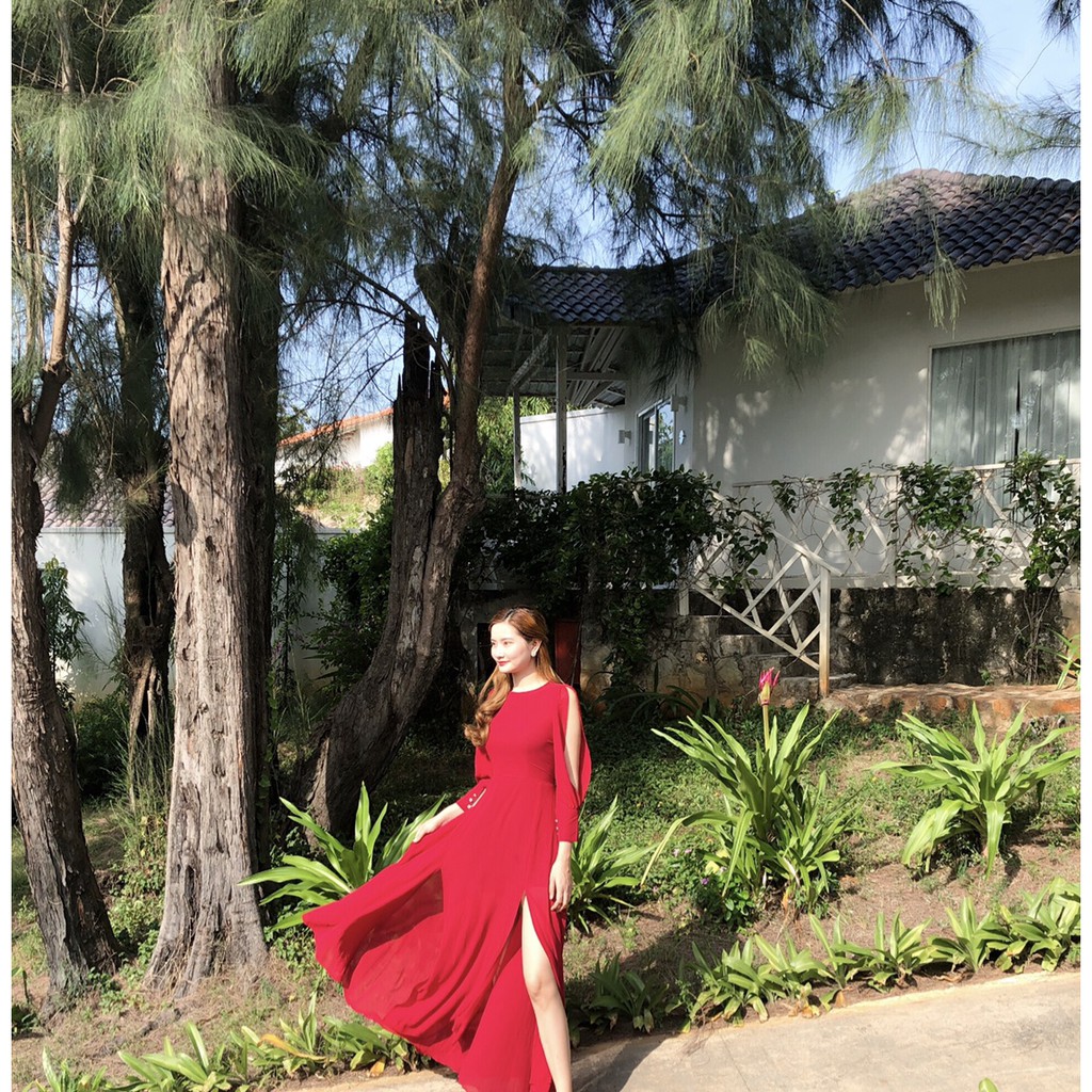 Đầm maxi dạ hội xẻ tà cách điệu- Hình thật Sp 100% | BigBuy360 - bigbuy360.vn