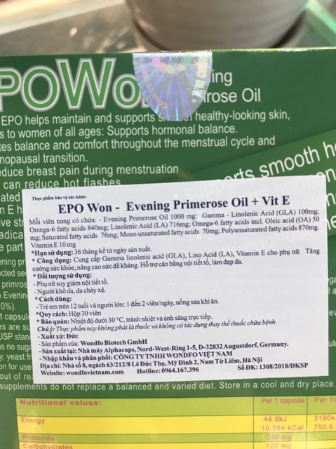 Viên bổ sung nội tiết tố nữ , đẹp da EpoWon - hangg nhập Đức