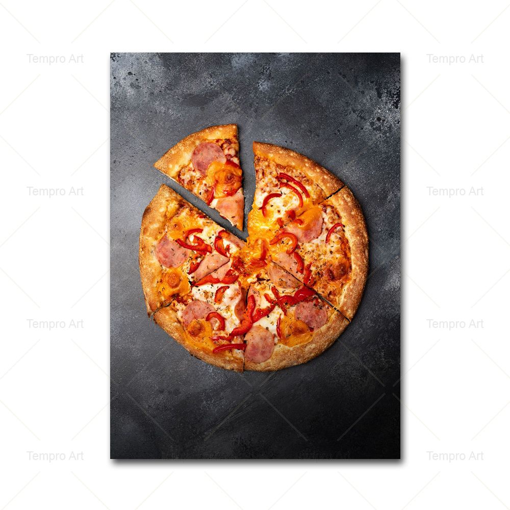 Tranh Vải Bạt Treo Tường In Hình Thức Ăn/Bizza/Bánh Pizza Trang Trí Nhà Bếp Nhà Hàng