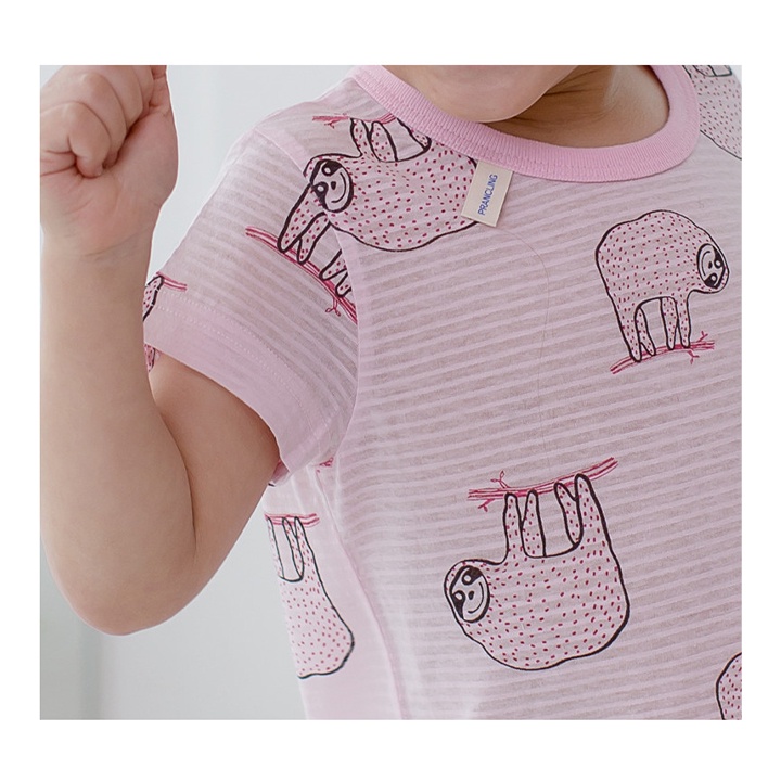 Set Quần Áo Mặc Nhà Họa Tiết Sloth, Vải Thoáng Khi Cho Bé Prancling Từ 17-20kg - K2V Shop