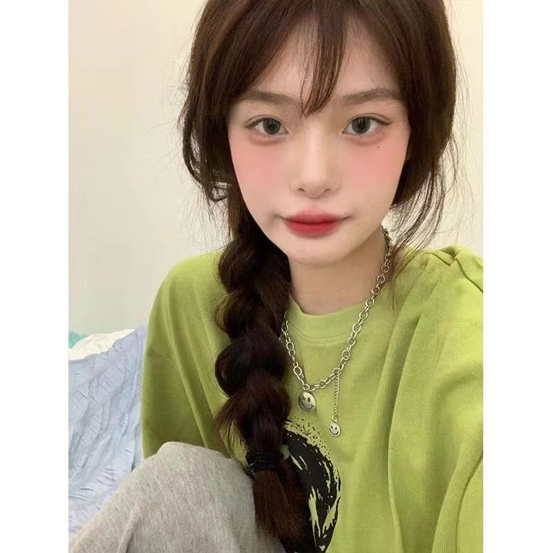 Áo Thun Cotton Ngắn Tay In Họa Tiết Trái Bơ Màu Xanh Lá Thời Trang Mùa Hè Cho Nữ