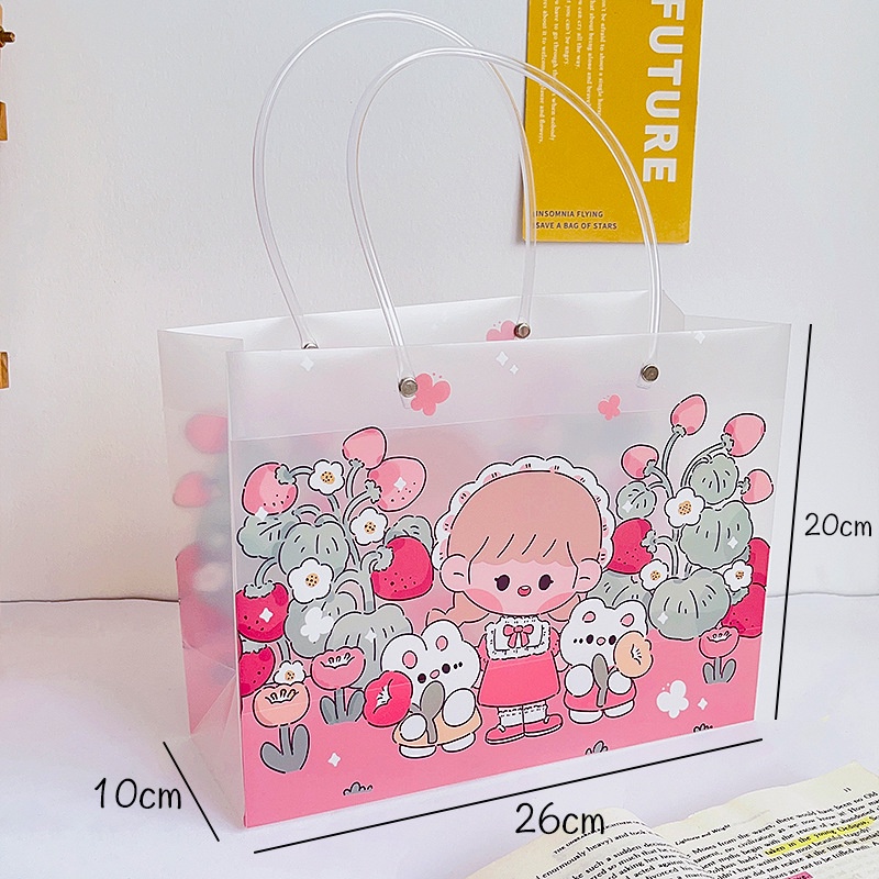 Túi Đựng Quà Tặng Cỡ Vừa Chất Liệu Meca - Quai Trong Suốt Dễ Thương