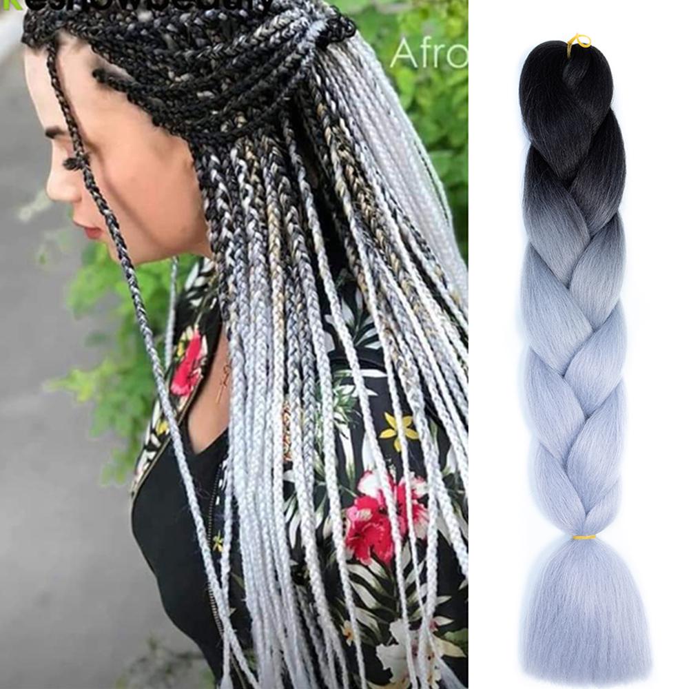 MIH Bím Tóc Giả Nhuộm Ombre Bằng Sợi Tổng Hợp Chịu Nhiệt DIY