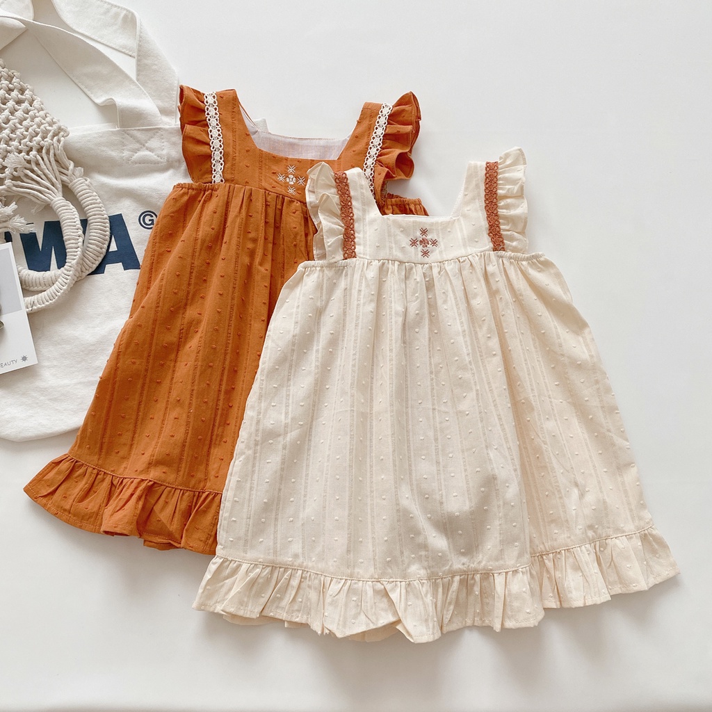 Đầm Công Chúa Mùa Hè Chất Liệu Cotton Phong Cách Nhật Bản Cho Bé Gái 80-120cm