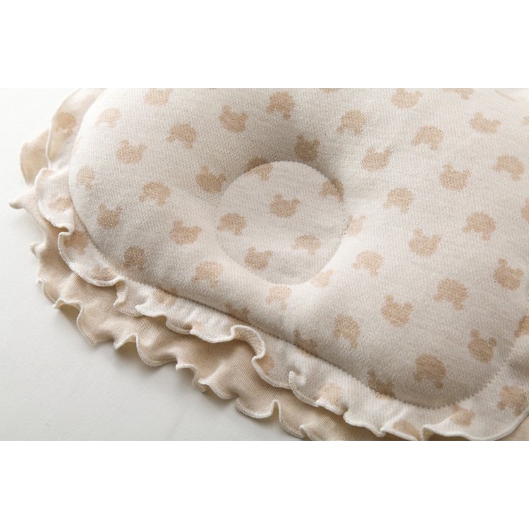 Gối organic sợi cotton, gối chống méo đầu cho bé sơ sinh MỊN KIDS, gối lõm tròn ở giữa giúp bé ngủ ngon