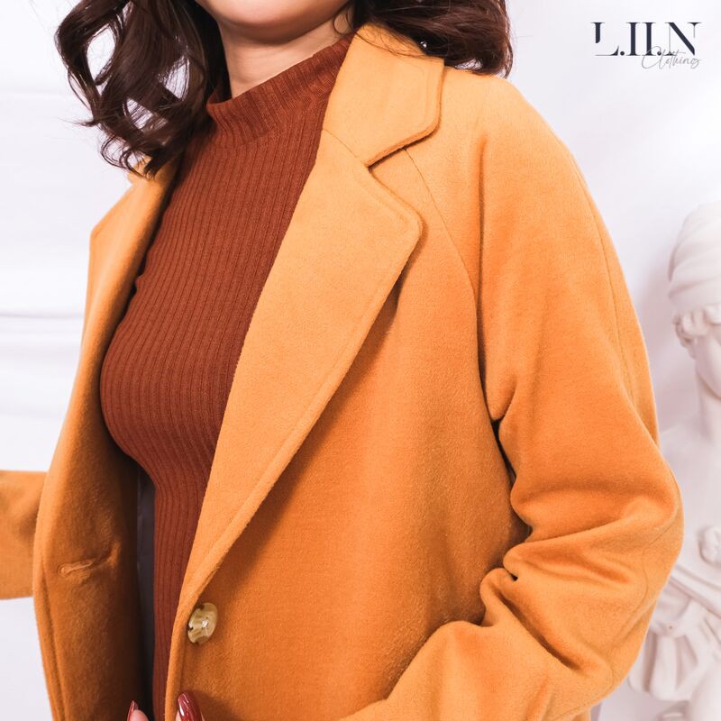Áo Măng tô nữ màu cam đất phong cách Hàn Quốc LIIN Clothing M0008