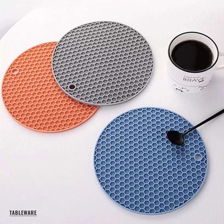 Miếng lót nồi bằng silicon hình tròn họa tiết tổ ong (Giao màu ngẫu nhiên)