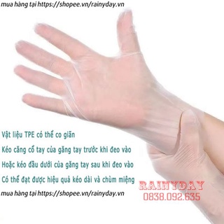 Hộp 100 găng tay cao su TPE Victoria Bay, bao tay siêu dai dùng 1 lần làm bếp nấu ăn vệ sinh