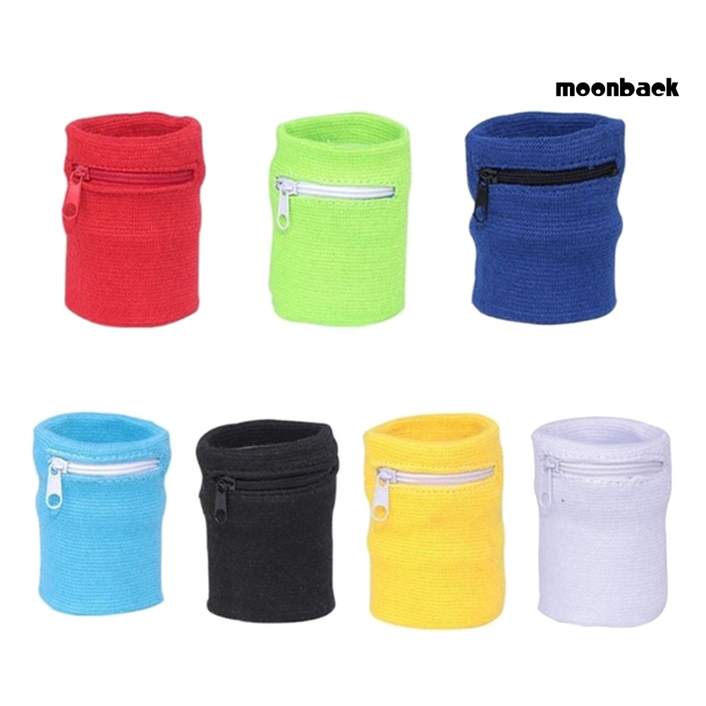 Túi Đựng Chìa Khóa / Tiền Xu Đeo Cổ Tay Mini Bằng Vải Cotton Có Khóa Kéo Tiện Dụng Cho Người Tập Thể Thao