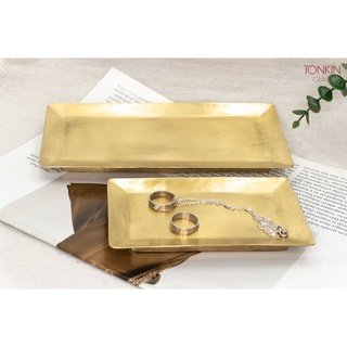 Đĩa đồng thau, đĩa đồng vàng, đĩa hình chữ nhật, đĩa trang trí