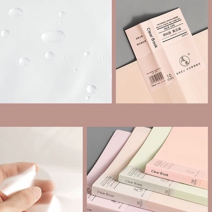 Bìa Nhựa File Lá Clear Book A4 8 Màu Molandi Đủ Loại 20/30/40/60/10 Lá