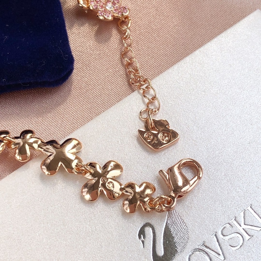FREE SHIP VòngTay Nữ Swarovski ELDERFLOWER Plum Bracelet Rose Gold Crystal Flower Bracelet Bracelet Quà Tặng Cho Bạn Gái