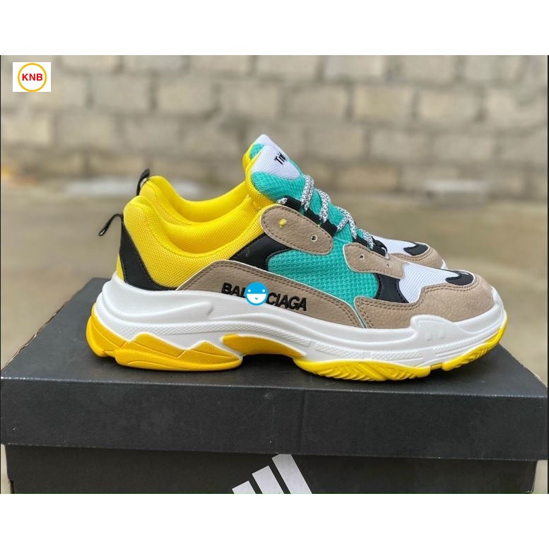 [FREESHIP+BOX+SALE] Giày thể thao nam nữ SNEAKER balen cao cấp + Box + full size 36-44..VÀNG XANH