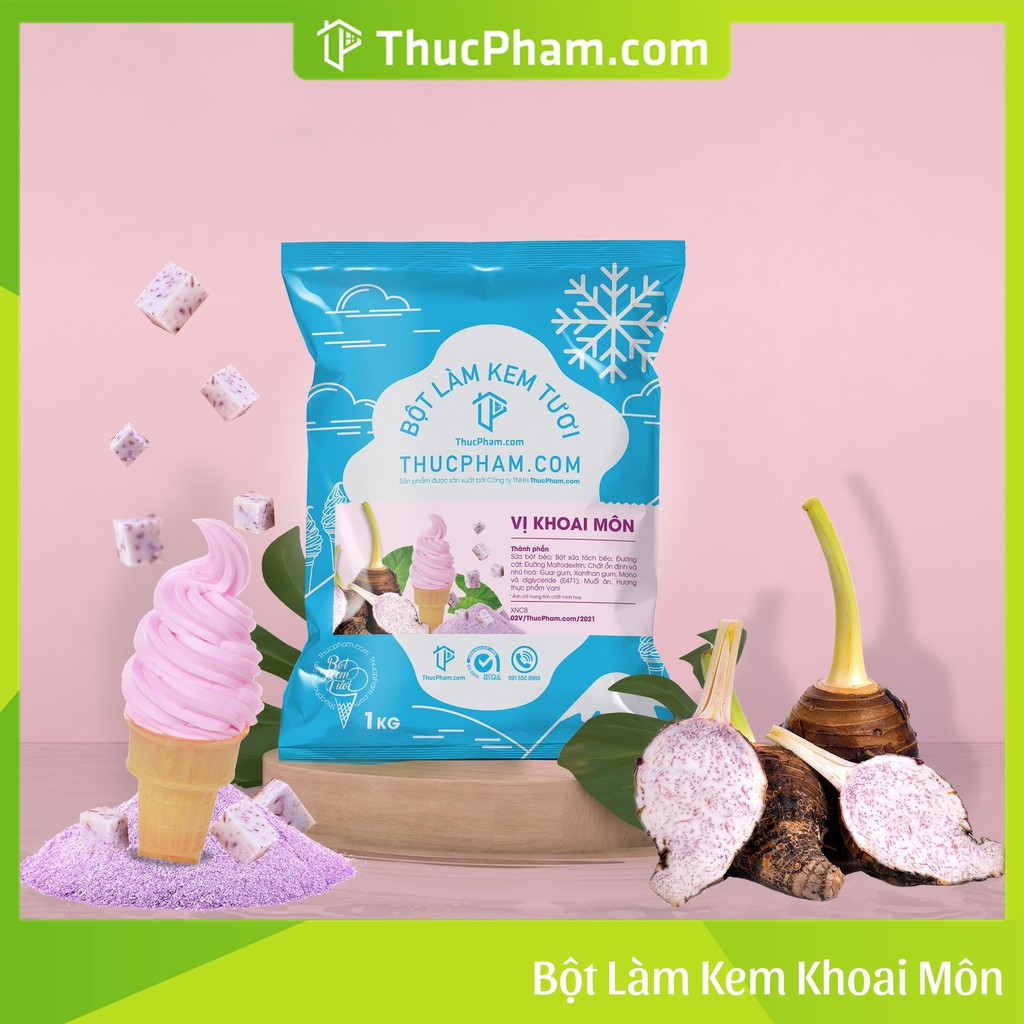 Bột Làm Kem Tươi THUCPHAM.COM Vị Khoai Môn - 1kg - Công Thức Độc Quyền Hương Vị Mới, Không Gắt, Không Hắc
