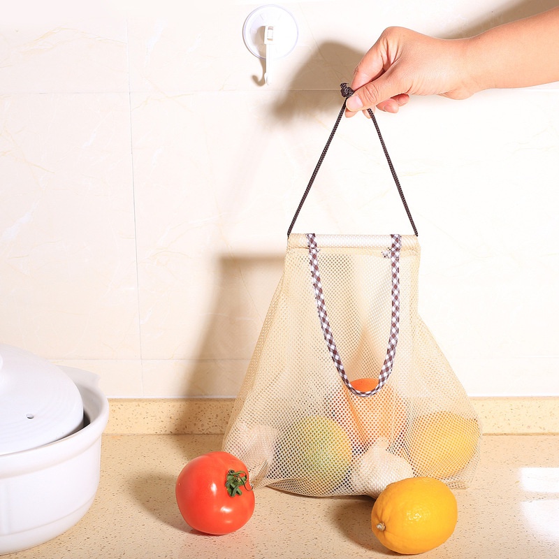 Túi Lưới Đựng Hành Tỏi Rau Củ Dạng Gập Thoáng Khí Có Thể Tái Sử Dụng