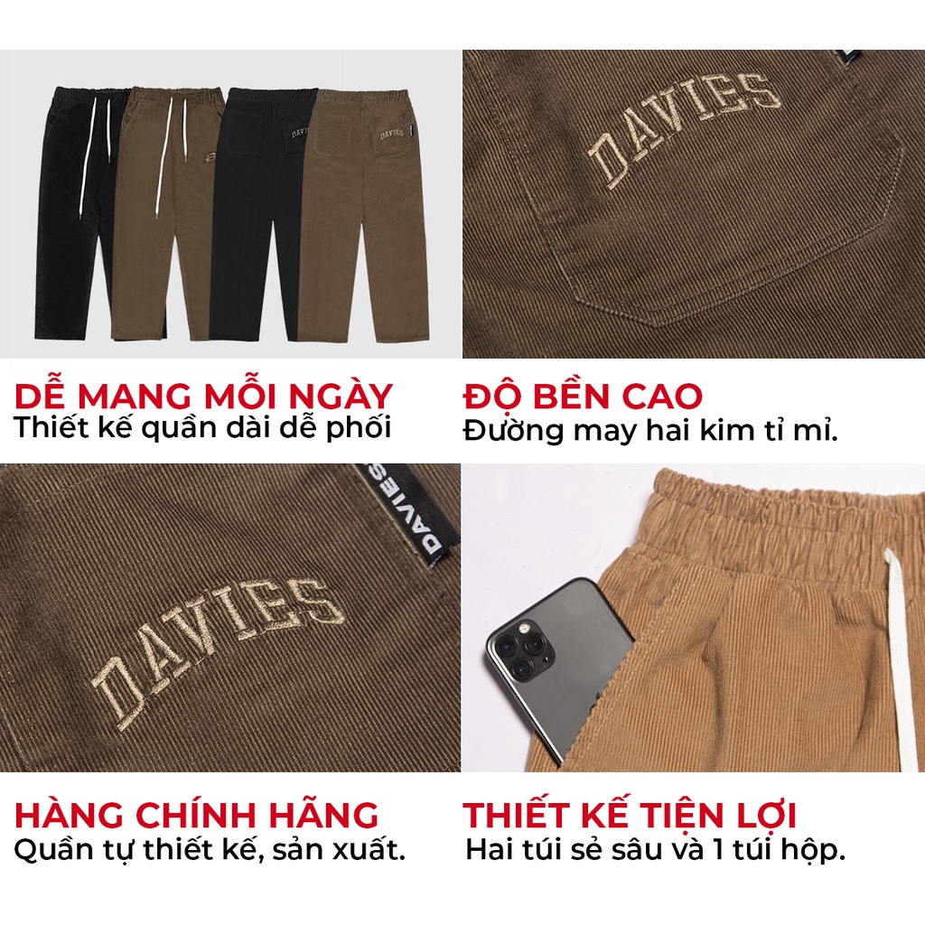 Quần dài nam nữ ống suông nhung ticke basic pant  nhiều màu thêu logo đẹp |D27-Q3