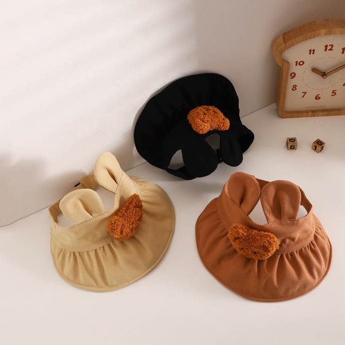 Nón Lưỡi Trai Nửa Đầu Vành Rộng Chống Nắng Mùa Hè In Hình Gấu Hoạt Hình Dễ Thương Cho Trẻ Em