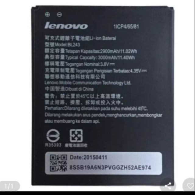 Pin zin Lenovo BL 243 cho K3 Note A7000, A7000plus - Bảo hành 6 tháng