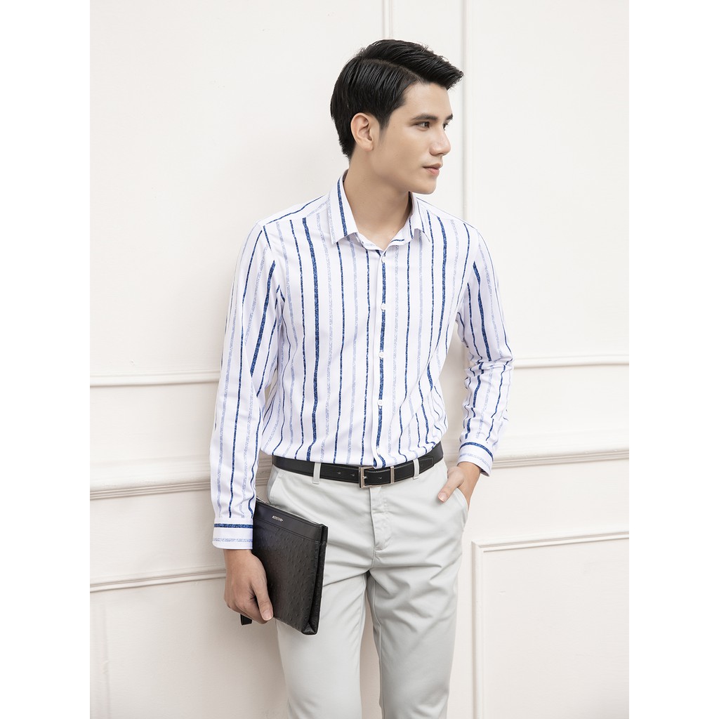 Áo sơ mi dài tay cho nam ARISTINO họa tiết in kẻ sọc tinh tế, lịch lãm, chất liệu Modal thoáng khí - ALS16801
