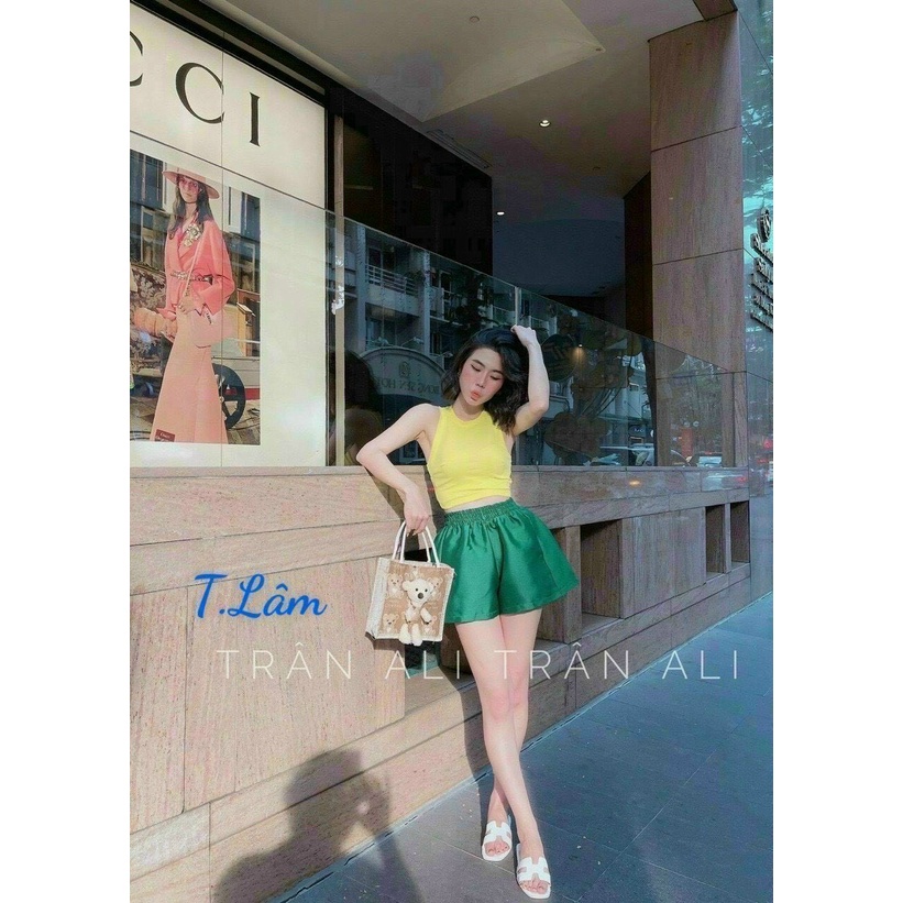 Quần sooc nữ tatac mền đẹp quần đùi phồng short 2 túi cạp chun nhiều màu-Minxy shop