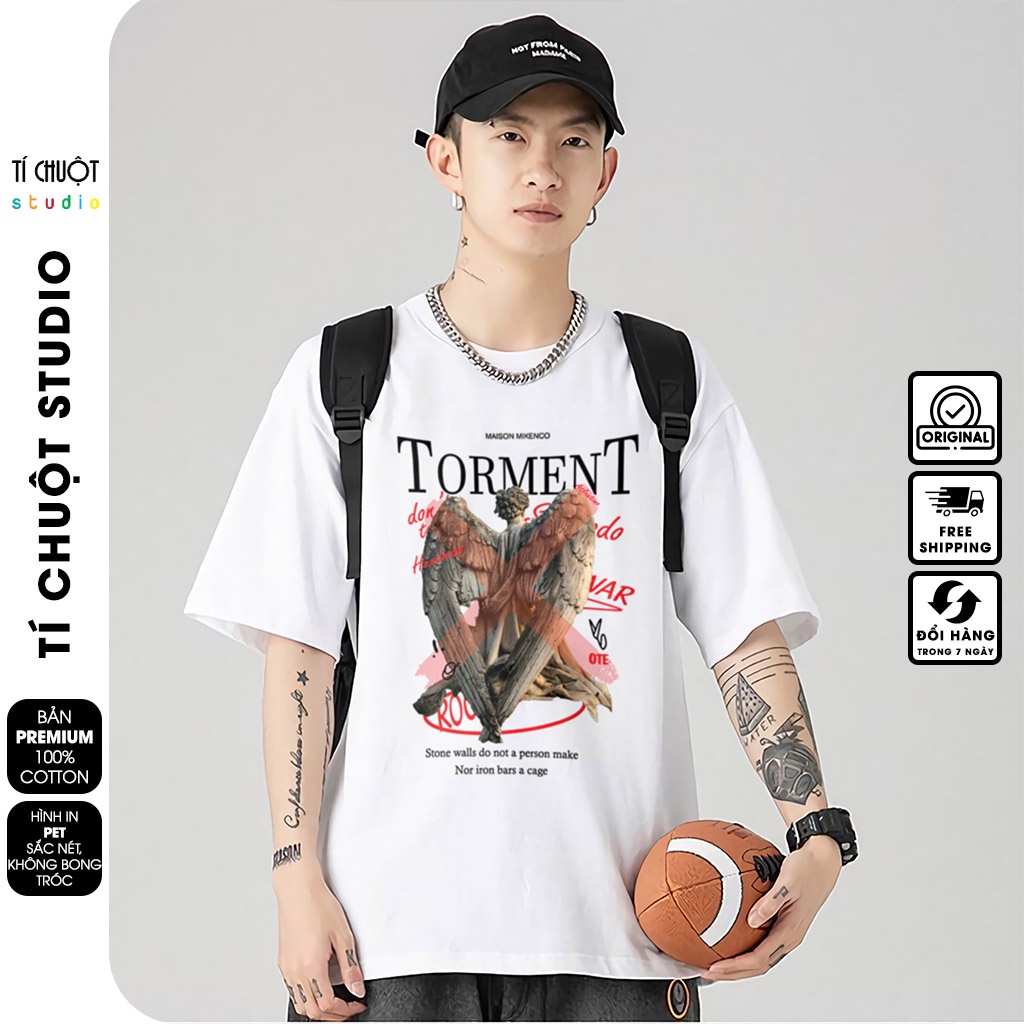Áo thun Mikenco Torment nam nữ in hình 5D, áo phông unisex mikenco thiên thần tay lỡ - Tí Chuột Studio
