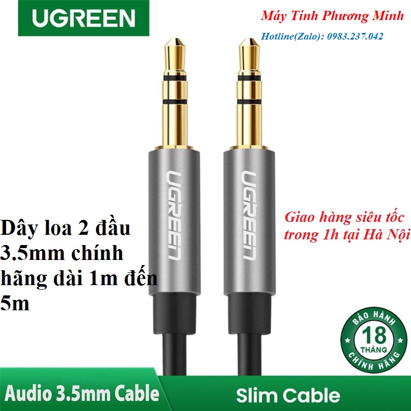 Dây loa 2 đầu 3.5mm dài 1m-5m cao cấp UGREEN 10733 10734 10735 10736 10737_Hàng chính hãng bảo hành 18 tháng